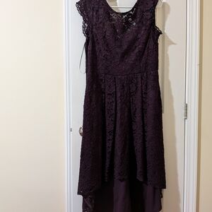 Le Chateau High Low Lace Dress in Dark Purple